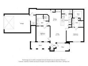 Two Bedroom Apartment - B3 (Wheelchair Accessible) 1901 floor plan